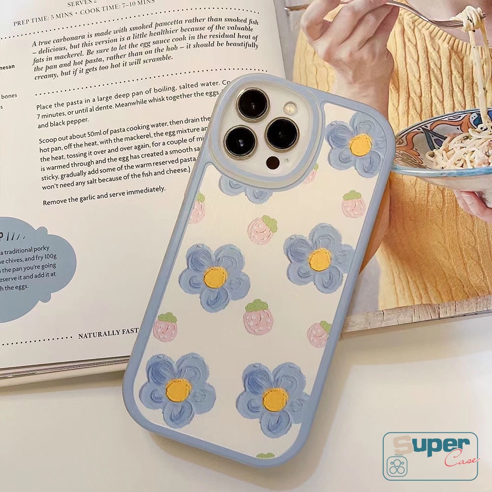 IPHONE Fashion Lukisan Cat Minyak Floral Case Kompatibel Untuk Iphone11 Pro Max XR 78 Plus 6 6s Plus 14 12 13 Pro Max X XS Max SE 2020bunga Tpu Lembut Shockproof Back Phone Cover