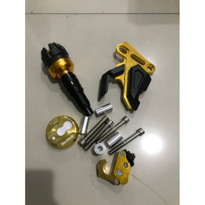 paket 4 item motor nmax(jalu knalpot nmax cover kaliper cakar nmax cover kunci, kontak gantungan cnc