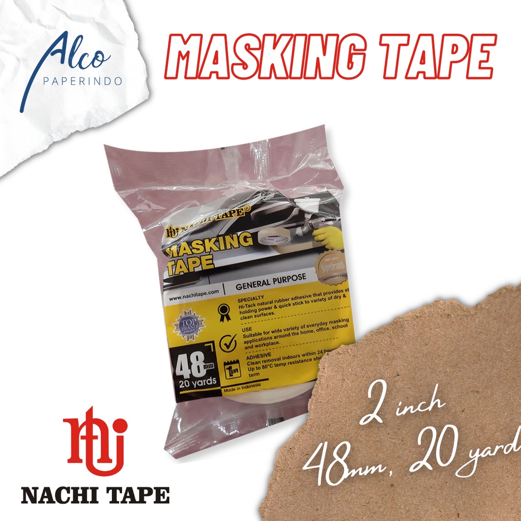 

masking tape solasi kertas NACHI 2 inch (48mm, 20 yard)
