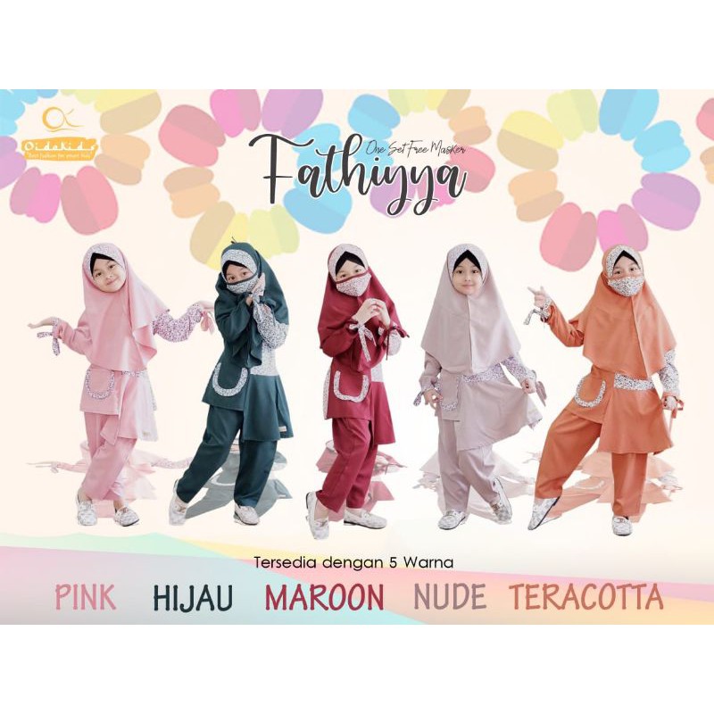 SET TUNIK ANAK FATHIYYA BRAND OIDO KID, UKURAN ANAK DAN JUNIOR 5-11 TAHUN, KATUN RAYON ORI