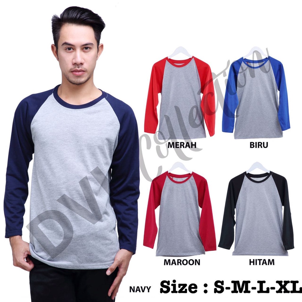 DL88 ATASAN RAGLAN PANJANG / KAOS RAGLAN PRIA &amp; WANITA LENGAN PANJANG