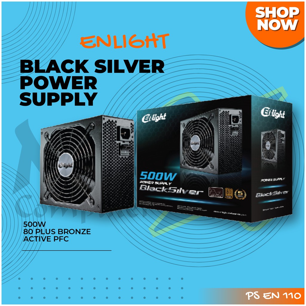 Enlight Black Silver 500W Active PFC 80 Plus Bronze PSU Power Supply
