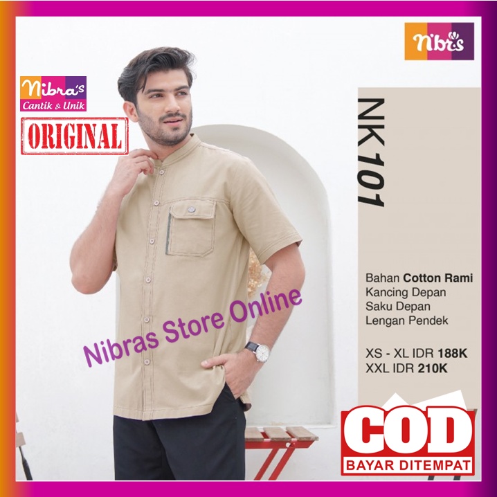 Koko Nibras Dewasa Lengan Pendek NK 101 Khaki Baju Kemeja Nibras Pria Cowok Laki Laki Dewasa Kekinia