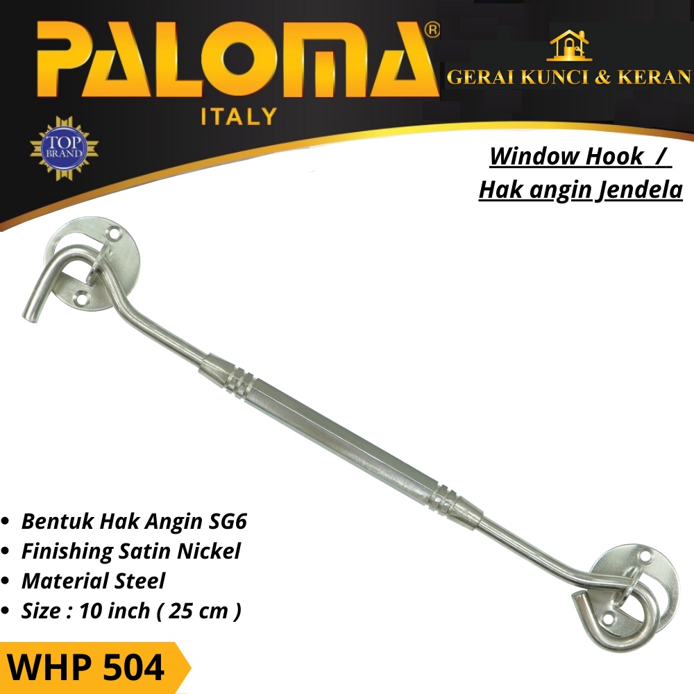 HAK ANGIN PENAHAN JENDELA WHP 504 STEEL 10&quot; INCH 25CM  WINDOW HOOK CANTOLAN SN