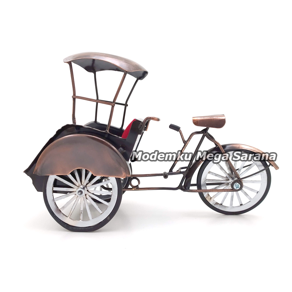 Miniatur Diecast Becak Kawat Logam Ukuran Mini 18x7x12 cm