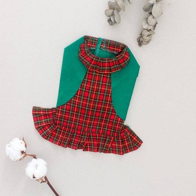Baju anjing kucing dress plaid red/Baju anjing murah/Baju kucing murah/Baju anjing kecil