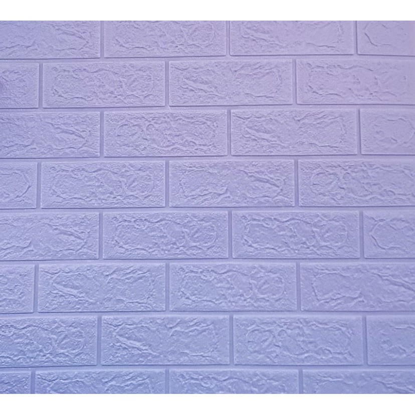 Wallpaper Dinding 3D Foam Brick Batu Bata Ungu Muda