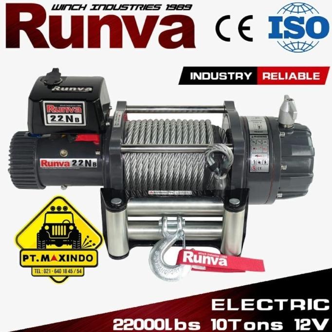 Runva 22Nb Electric Winch 12 Volt Kapasitas 10 Ton Heavy Duty