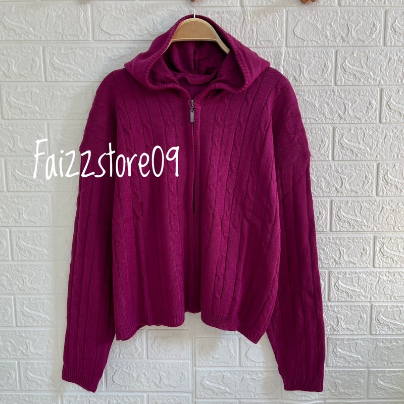 JAKET SWEATER RAJUT HOODIE MOTIF CABLE RESLETING BAHAN RAJUT PREMIUM