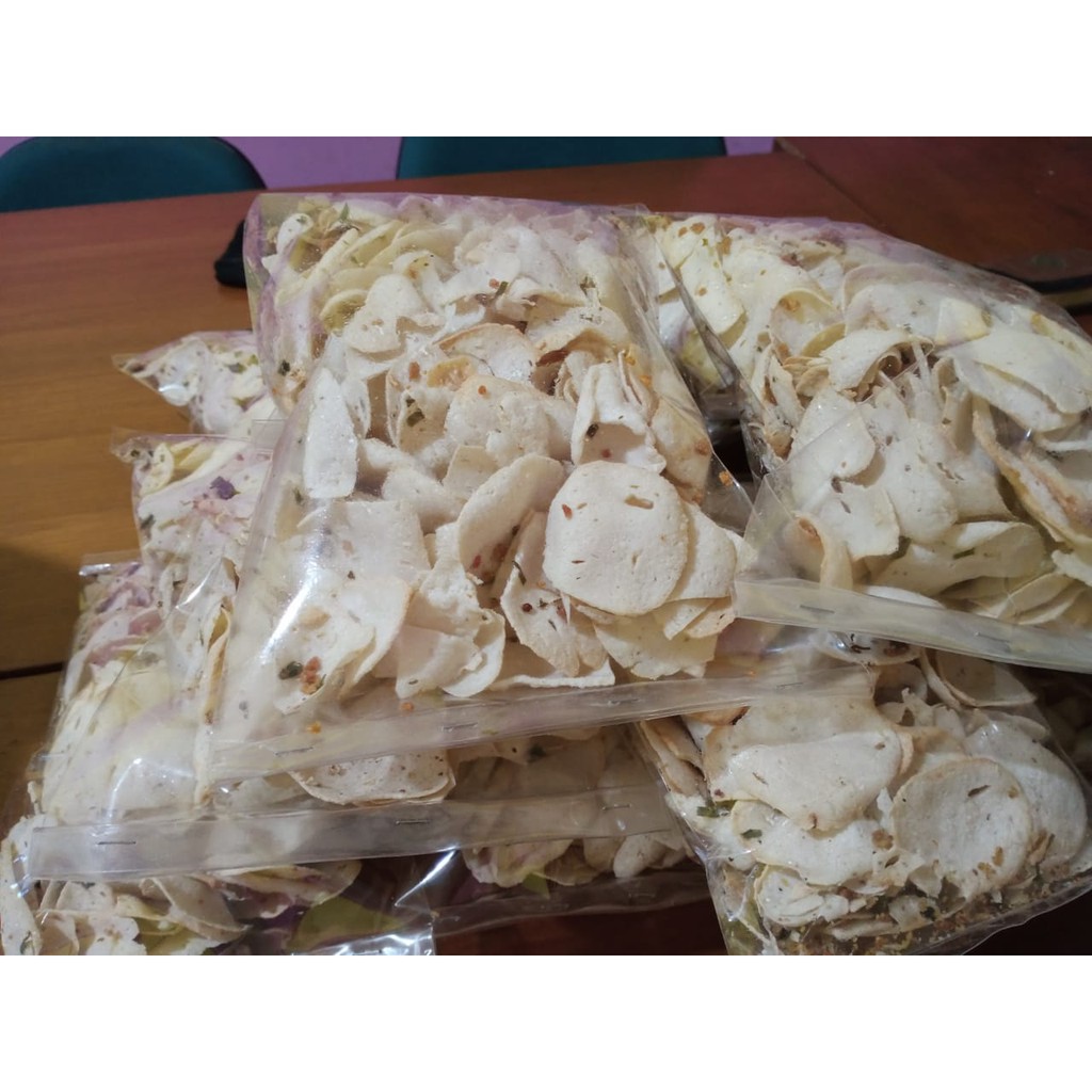

Keripik Basreng pedas daun jeruk renyah, empuk, sehat (alami tanpa bahan pengawet)