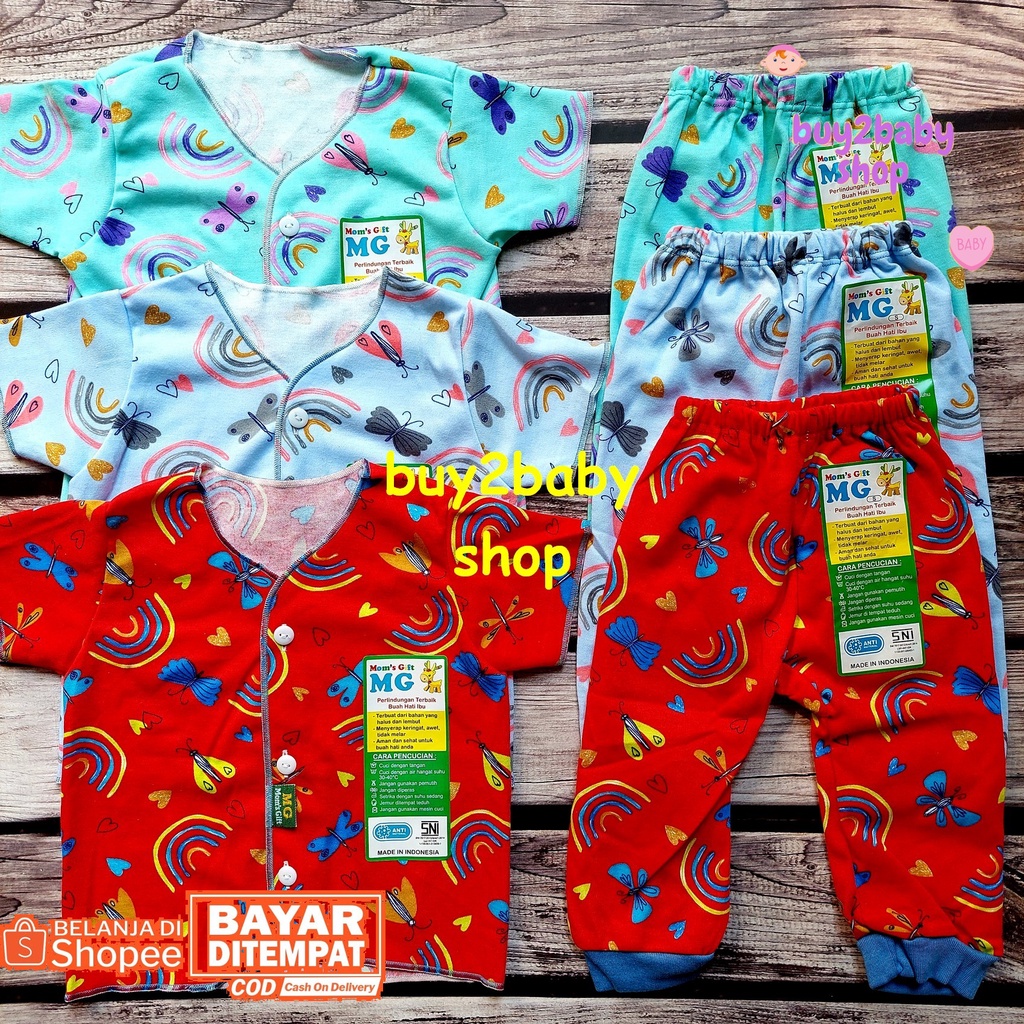 Baju bayi setelan CPR piyama pendek celana panjang warna motif Moms Gift usia 3-6 Bulan 3 Setelan