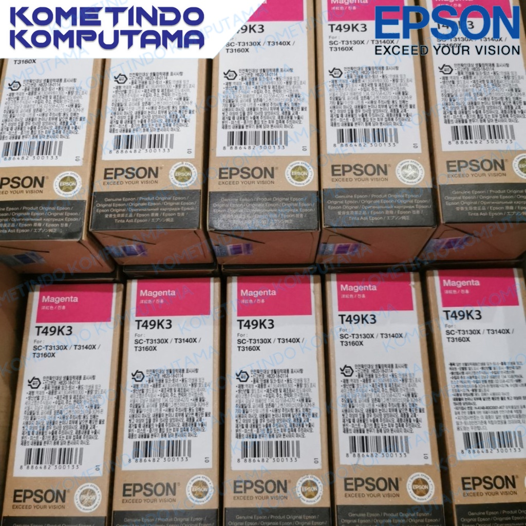 MERAH C13T49K300 140ML TINTA BOTOL EPSON SC-T3130X T3140X T3160X MAGENTA ORIGINAL T49K T49K3