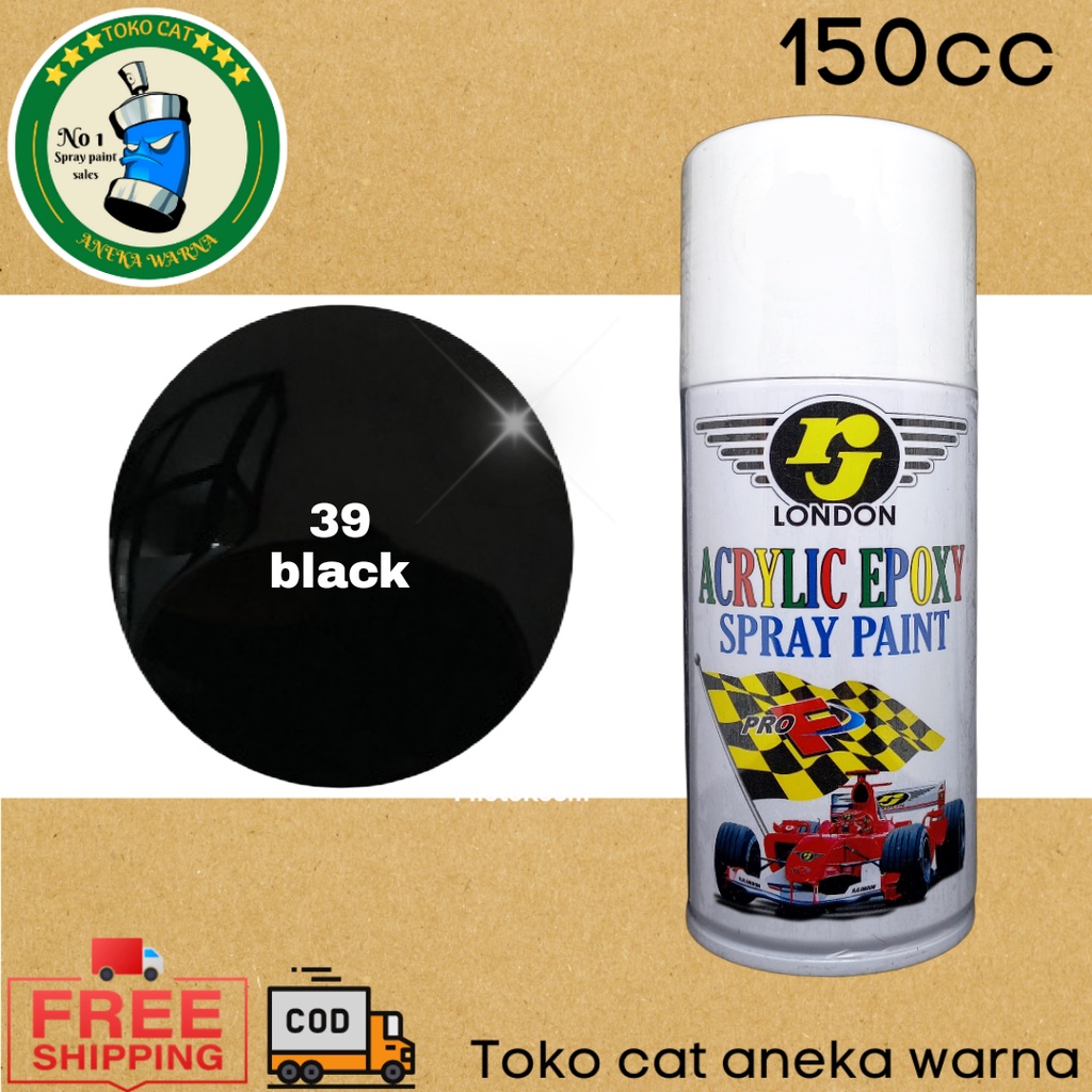 cat semprot 150cc rj london black hitam gloss mengkilap spray paint pilok pilox