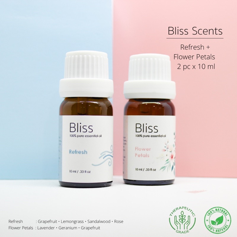 Paket Refresh + Flower Petal Essential Oil Blend Pengharum Ruangan Aromaterapi 100% Murni