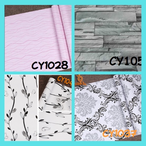 Wallpaper Dinding45CM x 8M Walpaper Stiker Dinding Bata Garis Batik Karakter Wallpaper dinding Anak