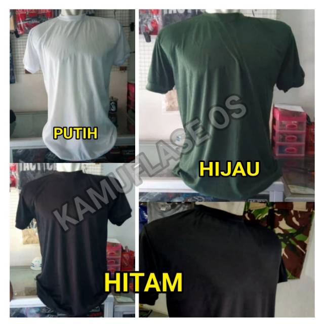  KAOS  PENDEK POLOS HITAM  PUTIH DAN HIJAU ARMY KAOS  DALAMAN 