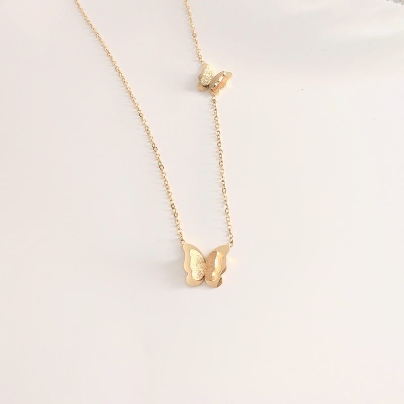 [ Bayar Ditempat ] Kalung dan Liontin Kupu Kupu Titanium Rose Gold Anti Karat Selamanya Korean Style