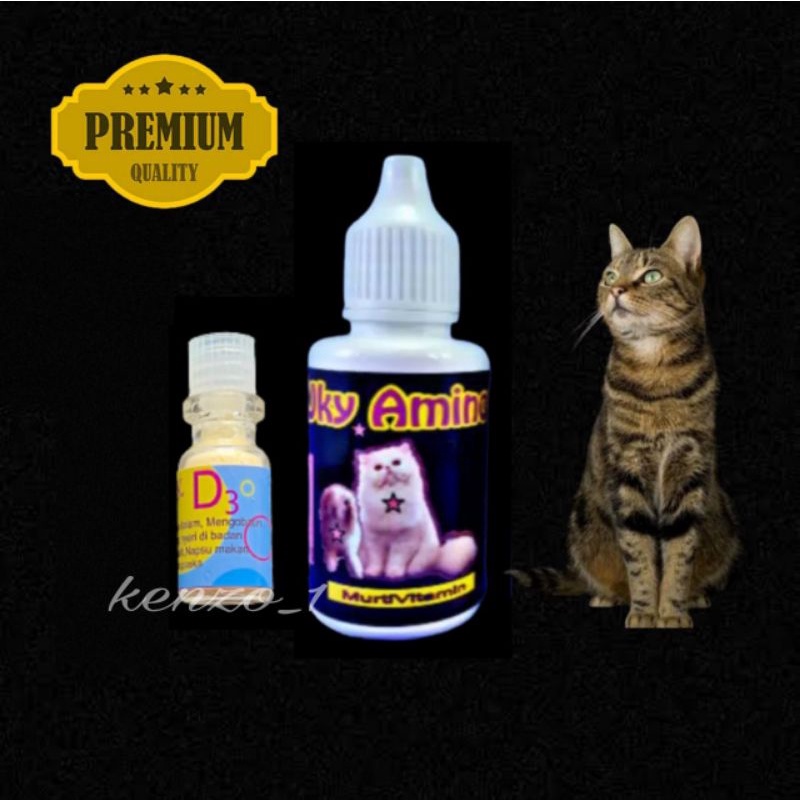 Paket Obat Kucing D3 dan Vitamin Uky amino 30ml Anti Biotik untuk Virus Demam Anti Nyeri Saraf Bengkak Radang Tidak Dapat Jalan Normal Lumpuh Tiba-Tiba Bengkak Akibat Jatuh Nafsu Makan Menurun Karena Sakit