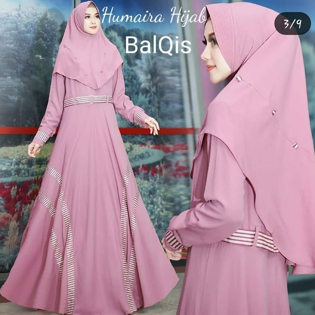 Balqis Syari Dress Wanita Balotely Baju Panjang Gamis Hijab Formal Casual Terusan Model Trendy