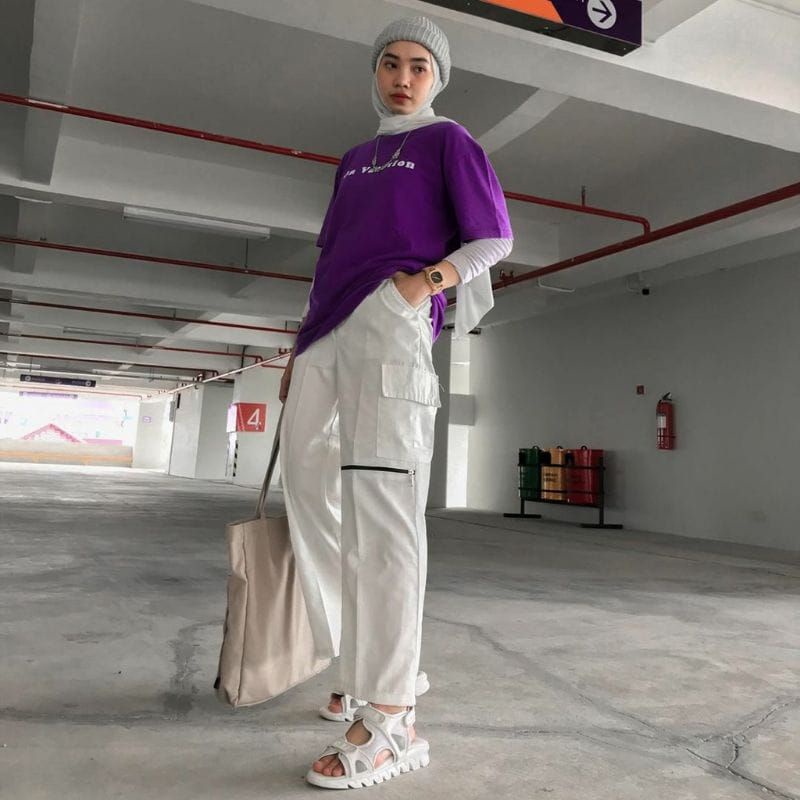 ZIPPER PANTS CARGO WANITA MURAH XXL