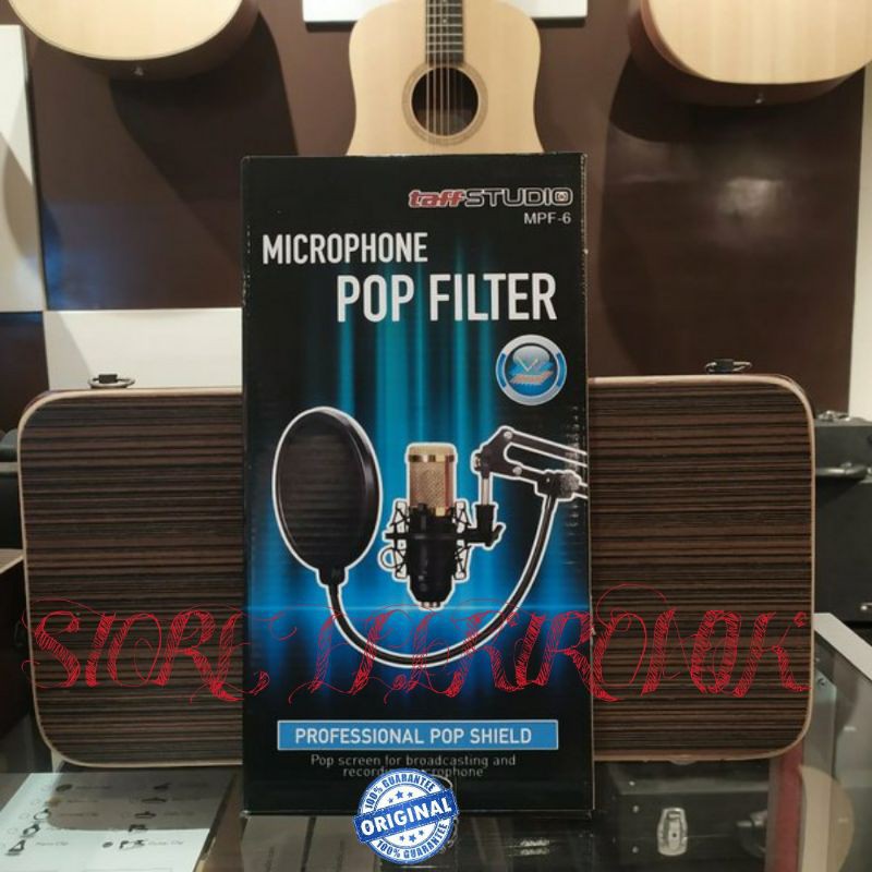 taffSTUDIO Pop Filter Pop Shield Filter Mikrofon Dual Layer BOP - MPF-6 - Black - Original