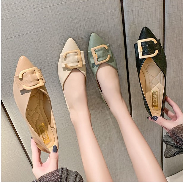 RYS - Pointed Boat Sepatu Loafers Wanita Korean Vintage - Ori Import