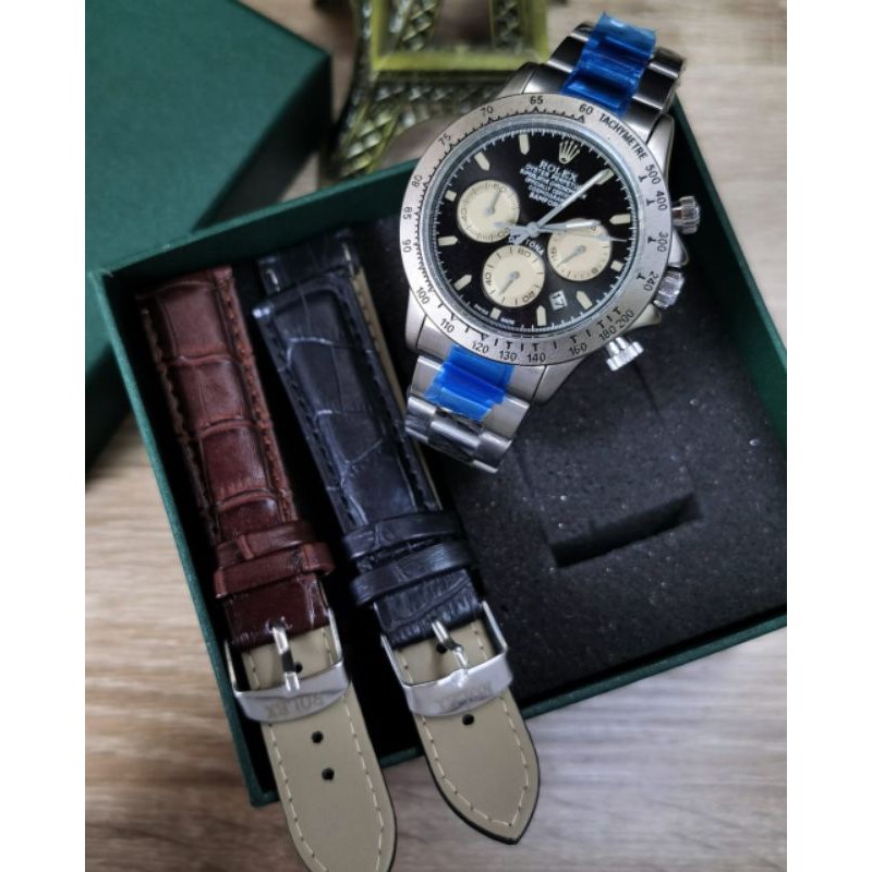 kw Rolex 45mm crono aktif free tali satu + Box