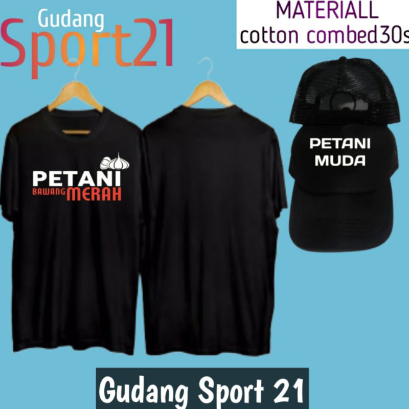 kaos baju petani bawang merah plus topi petani muda kaos petani