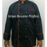 JUMBO Baju Chef Hitam 3XL LD 140 cm koki lengan panjang 3 XL