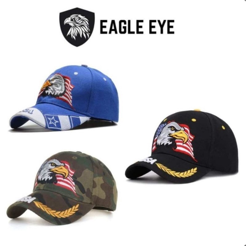 PROMO Topi American Eagle Eye Apparel Hat Pilot USA Camo Black Hitam Biru Import