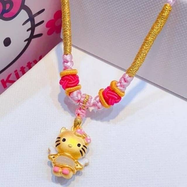 Kalung anak Giok hello kitty Lapis emas au999k gold