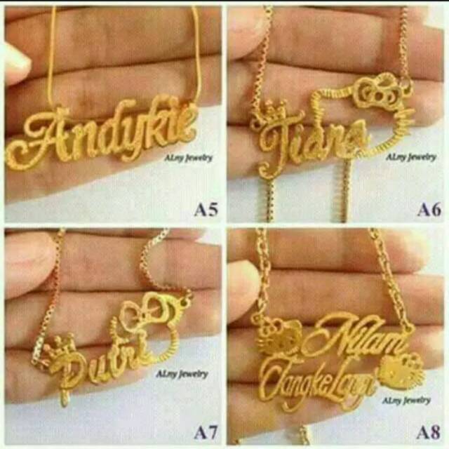 kalung nama / anti karat / kalung gold / kalung xuping / Aksesoris ukir nama lapis emas
