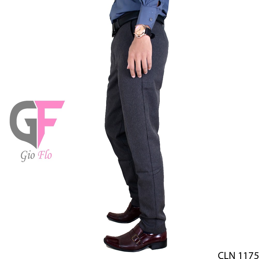 GIOFLO Celana Jas Pria Formal Slim Fit Polos Terbaru Dark Grey / CLN 1175