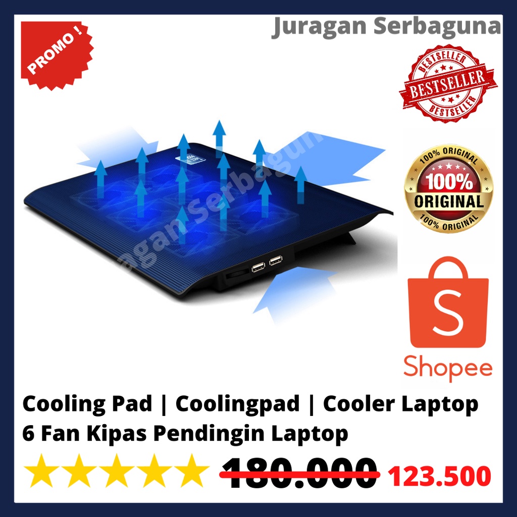 Cooling Pad | Coolingpad | Cooler Laptop 6 Fan - Kipas Pendingin Laptop