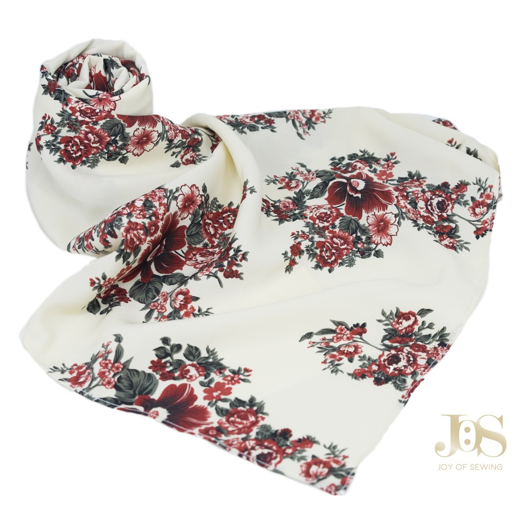 Brie Scarf Bunga Merah Selendang Syal Shawl Hijab Pashmina Murah