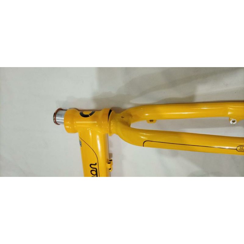 Frame set &amp; handlepost hp FNHON STORM warna kuning Discbrake disc brake db Chromoly 20 22 inc