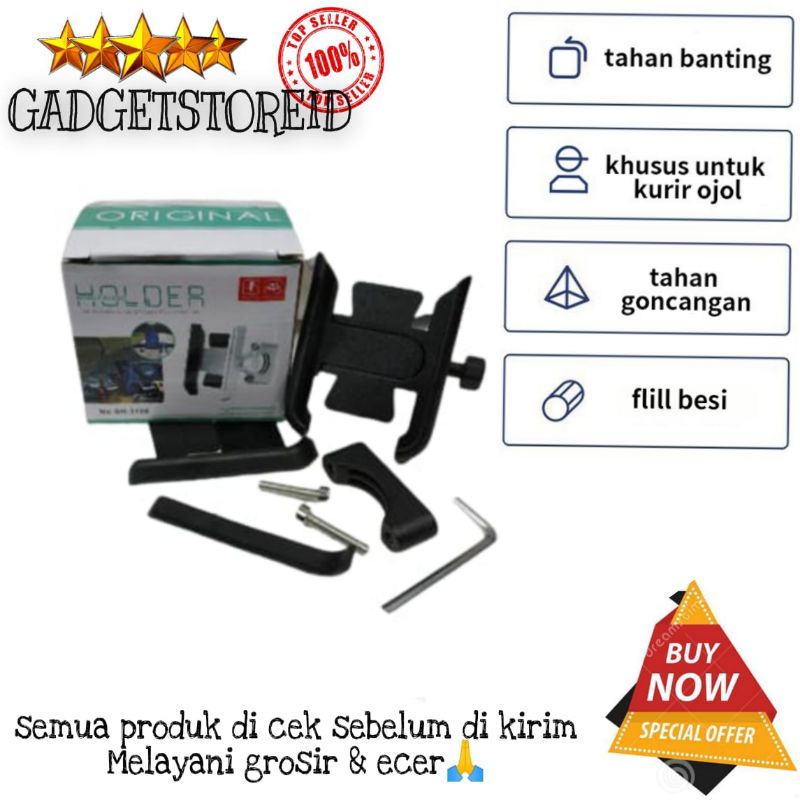 GG - SH 3106 holder hp stang motor besi full aluminium holder stang besi sh3106 holder hp motor stan