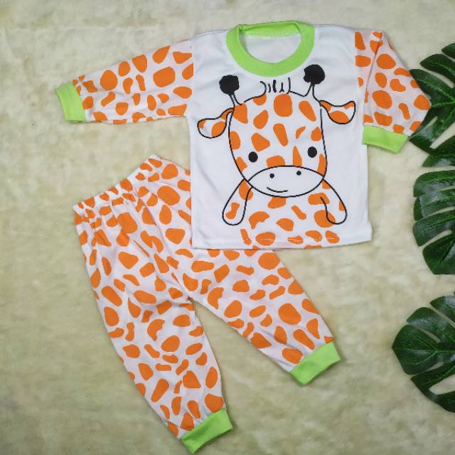 Baju Piyama Anak Gambar Jerapah size 0-12bulan / Pakaian Bayi / Baju Tidur Anak