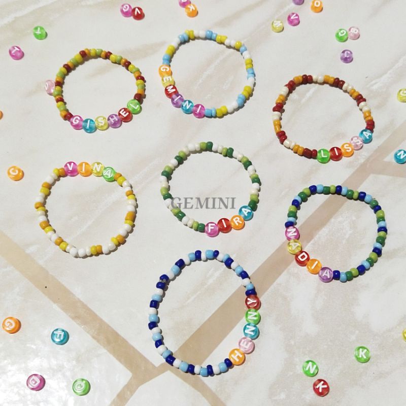GELANG NAMA/GELANG MANIK/ CUSTOM BEADS BRACELET/ GELANG KPOP/ KPOP BEADS BRACELET