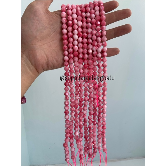 batu faceted hexagon Stone 8mm red borneo pink banjar crystal healing