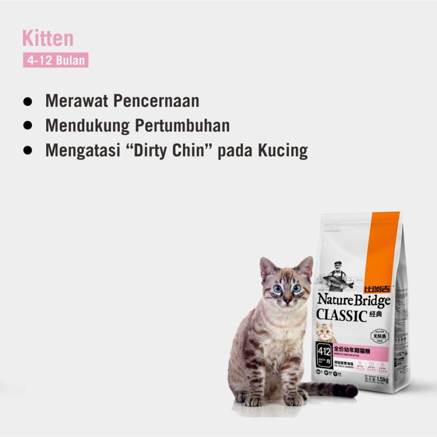 Nature Bridge Classic Kitten 1.5 Kg Freshpack Makanan Anak Kucing