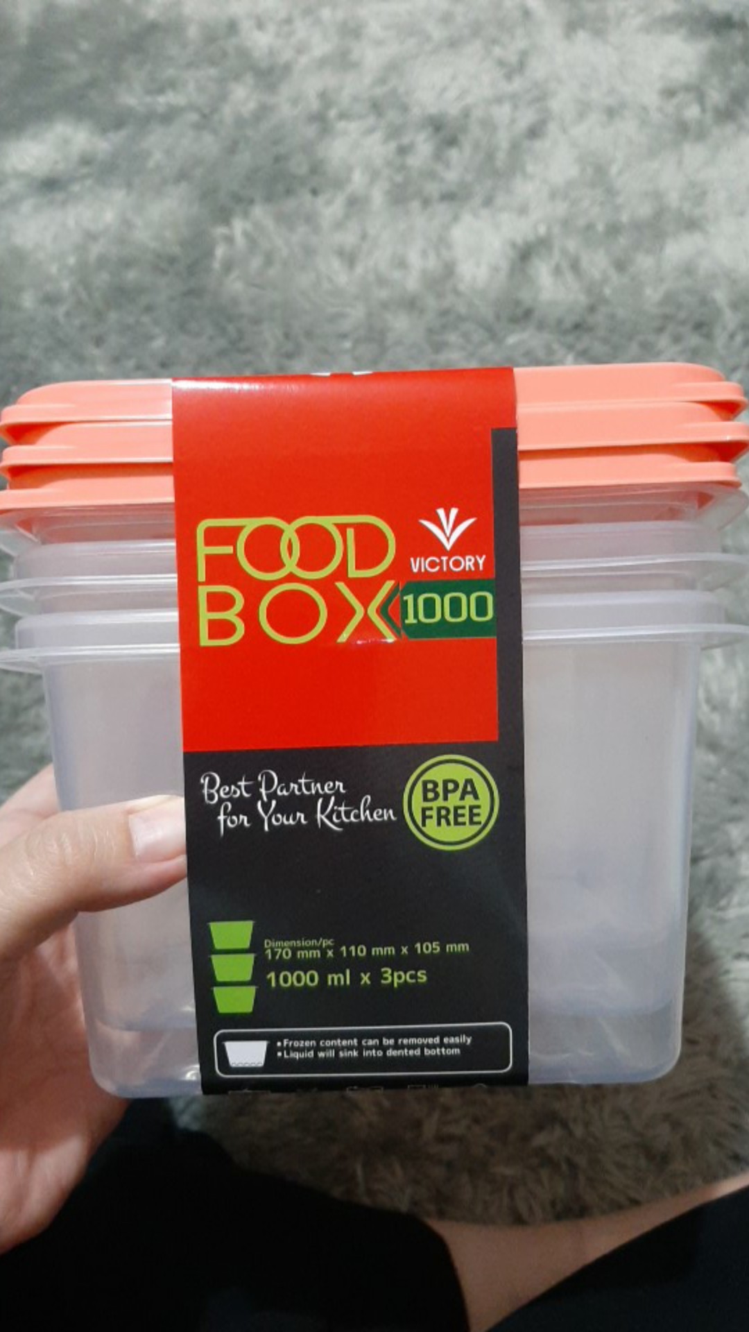 Kotak Penyimpanan Makanan - Kotak Makan Victory Food Box Clear 1000ml (1 Set Isi 3)