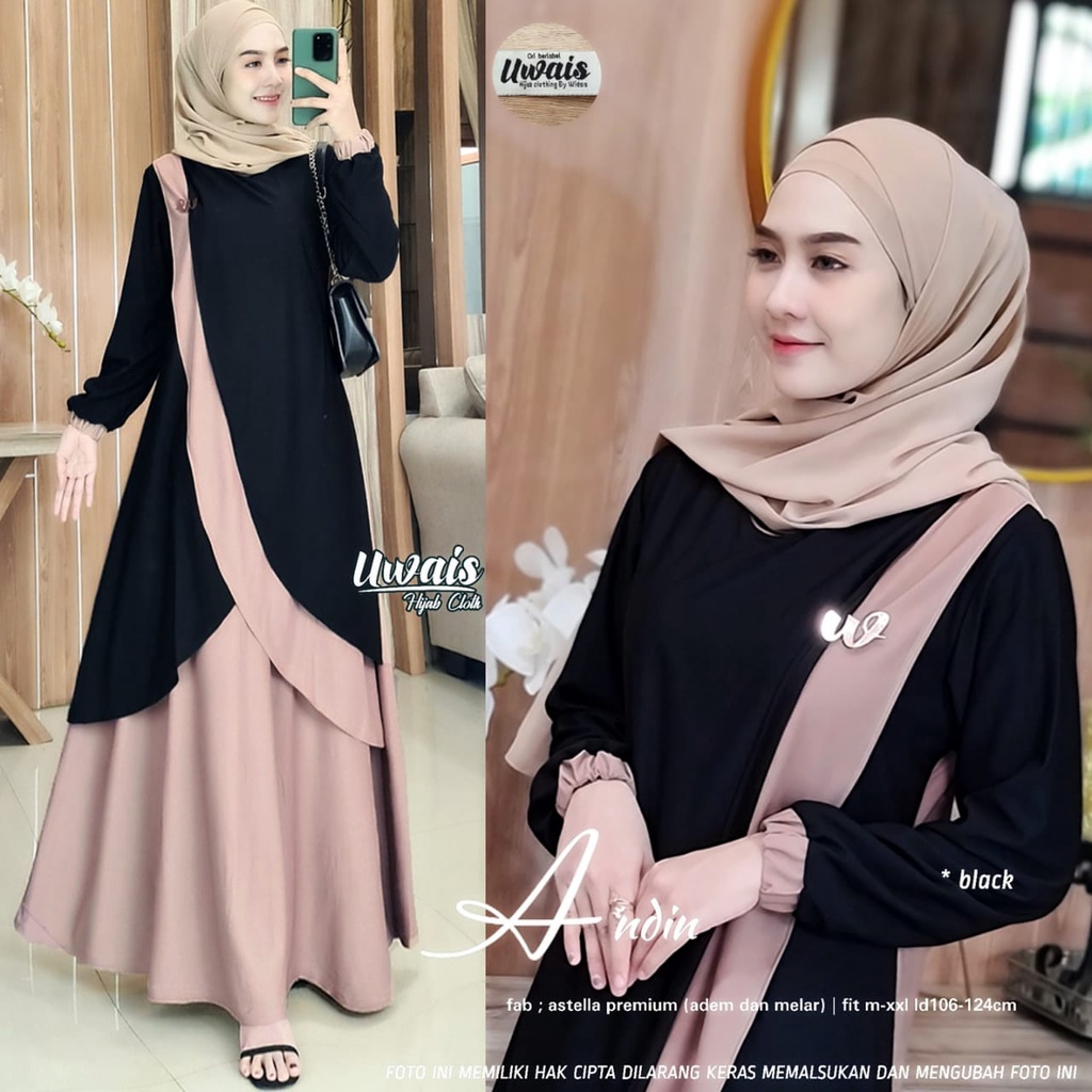 RESTOCK UWAIS DRESS MUSLIM WANITA ANDIN MAXY