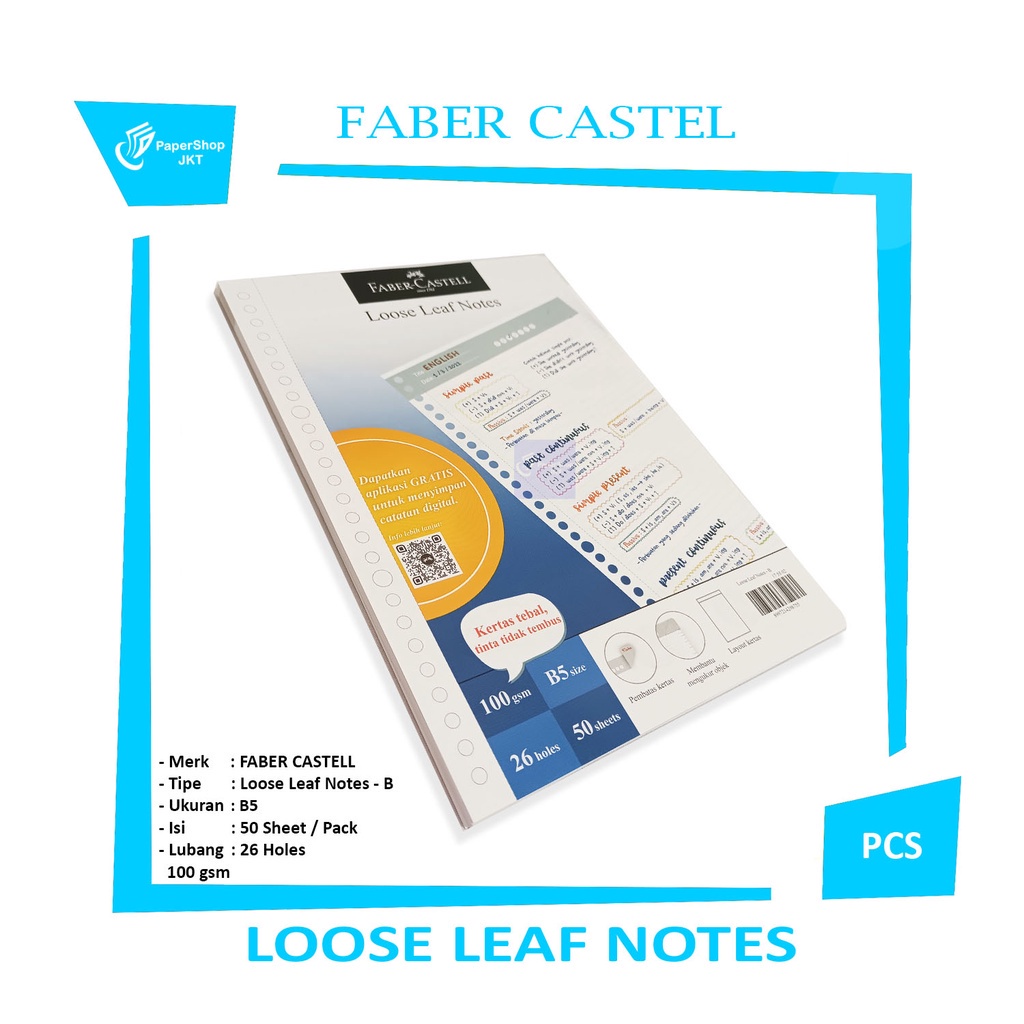 

Faber Castell - Loose Leaf Notes B5 - B - Biru - Pack