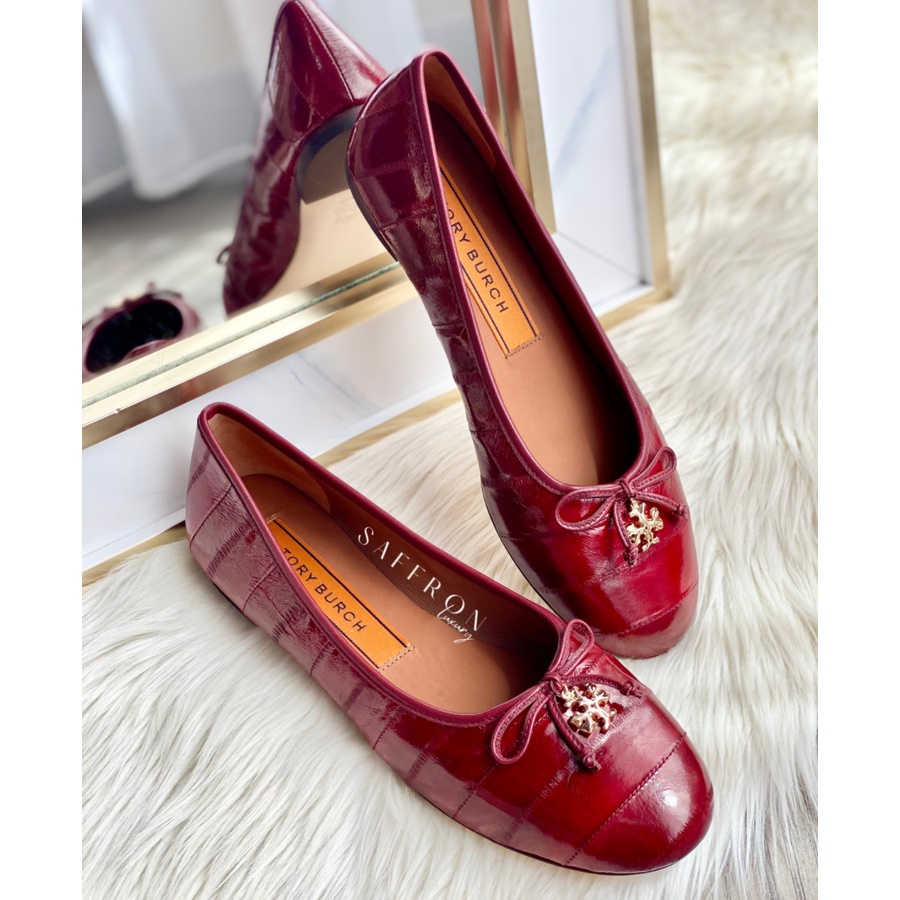 Jual Tory Burch Tory Charm Ballet Nappa Leather / Wine  Shopee Indonesia