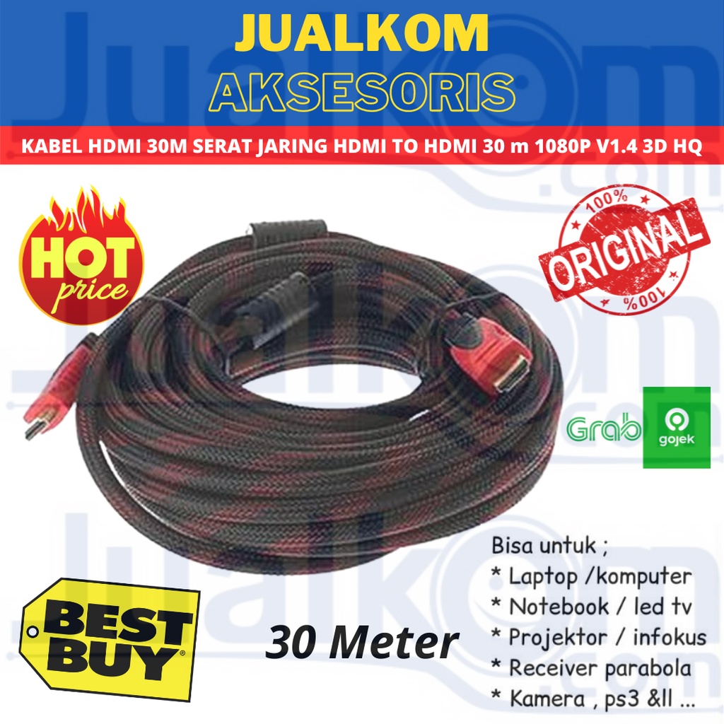 KABEL HDMI 30M SERAT JARING HDMI TO HDMI 30 m 1080P V1.4 3D HQ