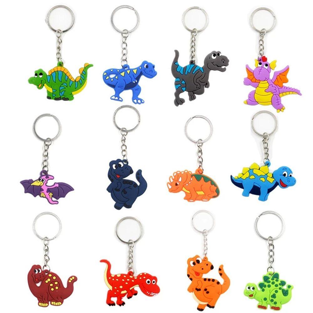 【 ELEGANT 】 Gantungan Kunci Dinosaurus Mainan Kartun DIY Hadiah Anak Hadiah Perlengkapan Pesta Dino Key Rings