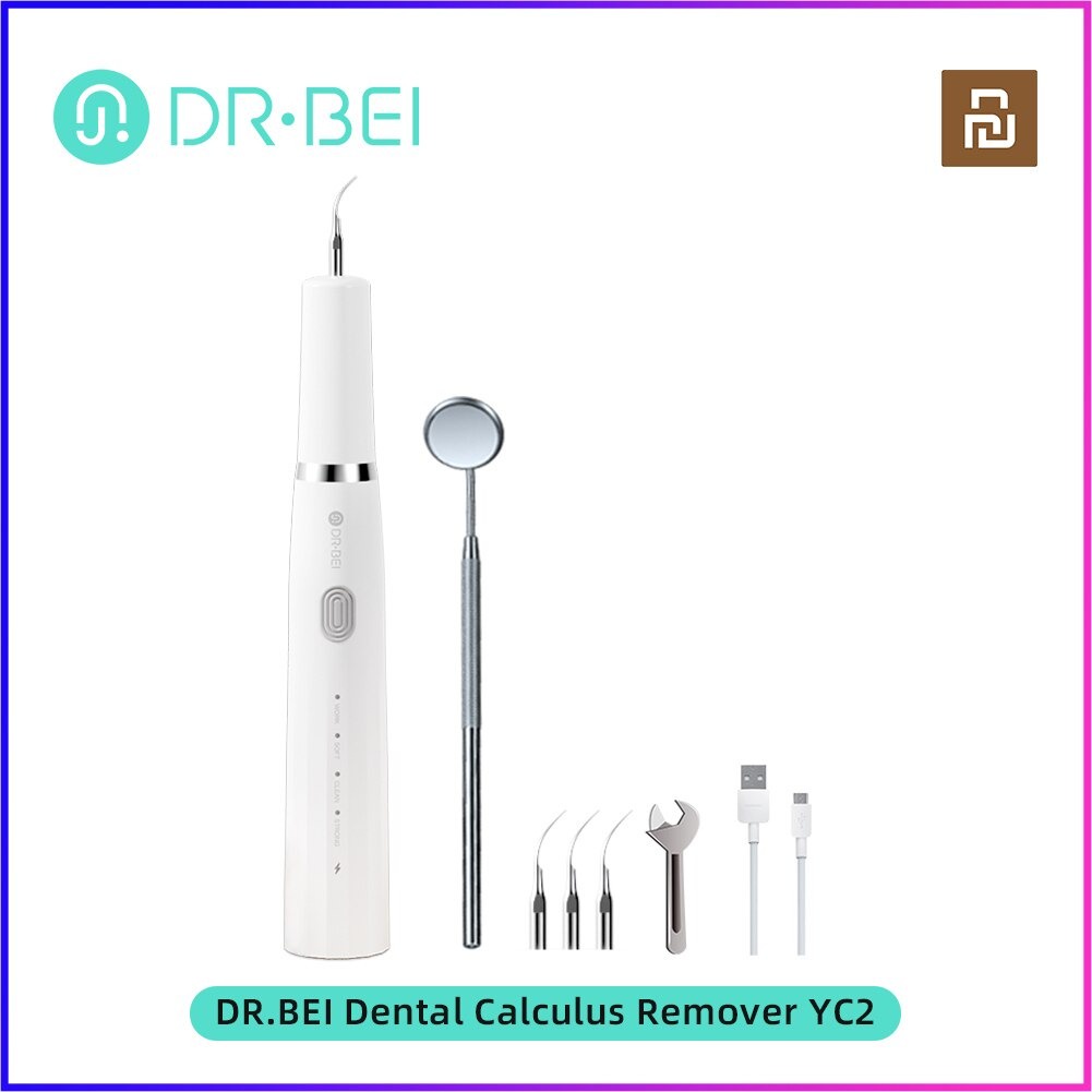 DR. BEI Pembersih Gigi Ultrasonic Electric Dental Calculus Tartar Remover Teeth Scraper - GYC2 - White