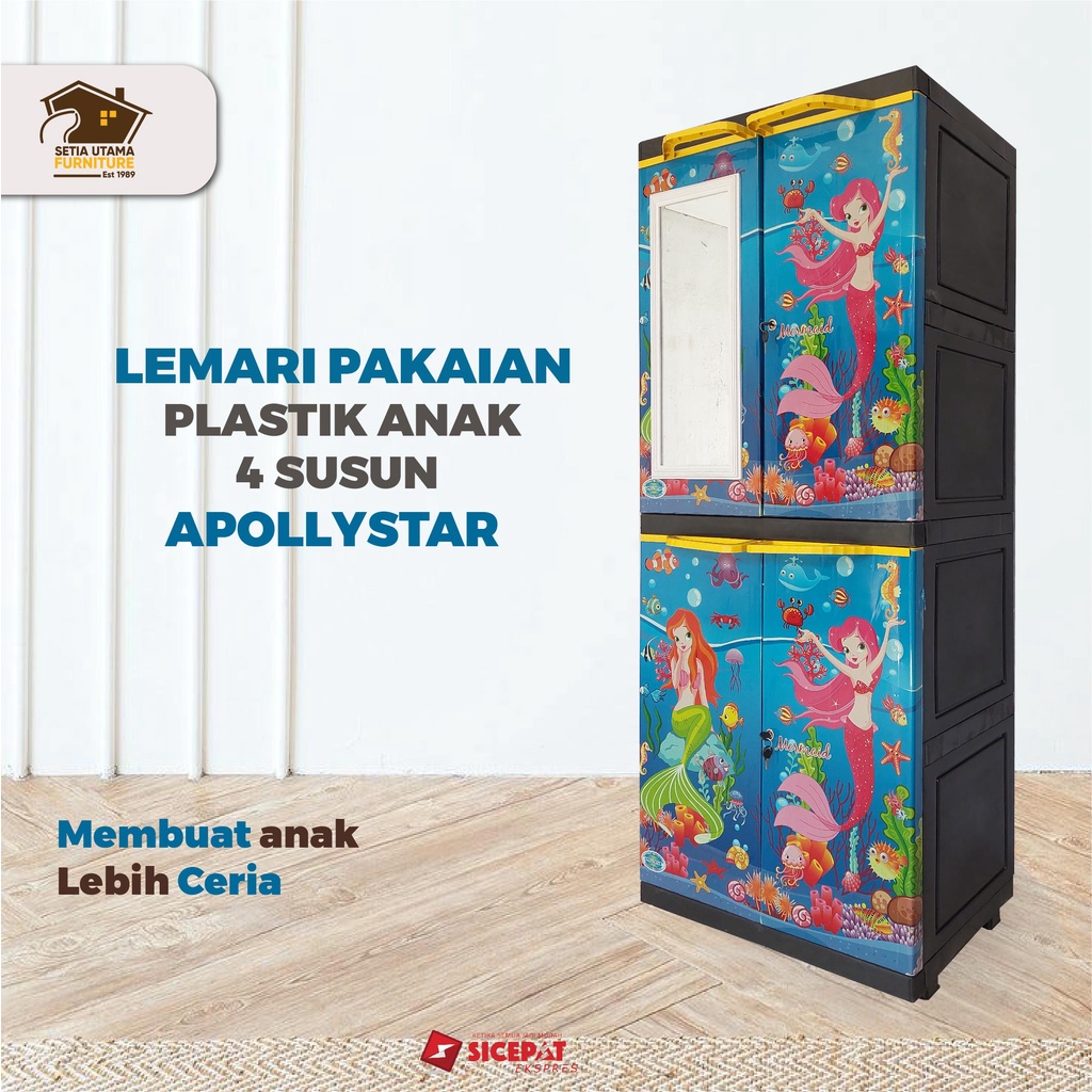 Cabinet Lemari Pakaian plastik Karakter anak kaca Sakura