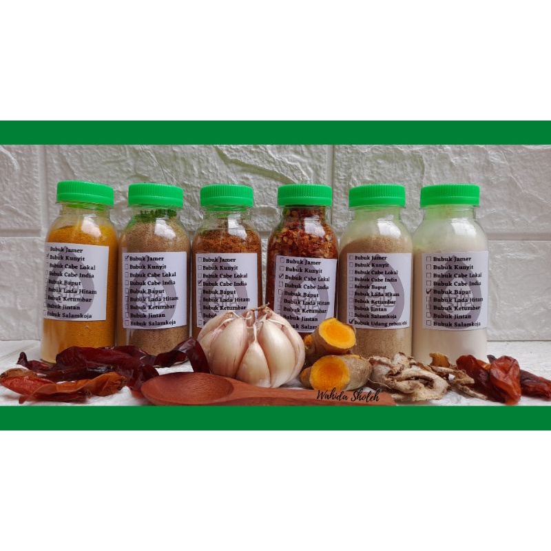Bumbu rempah dapur bubuk murah / bubuk lada hitam / ketumbar hitam / bubuk bawang putih / bubuk cabe